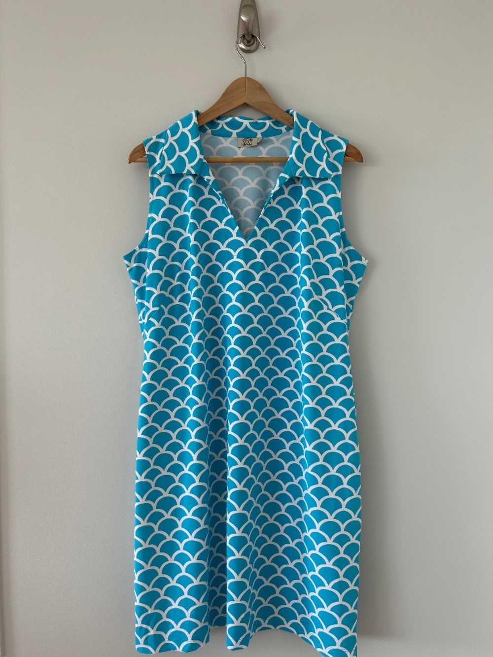 Katherine Way Collections St. Regis Sleeveless Dress in Blue and White Sz 2X EUC